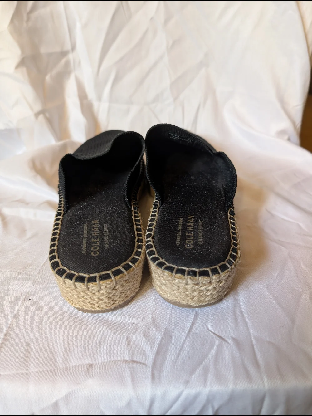 Cole Haan Black Knit Espadrille Slip-On with Natural Jute Toe Cap